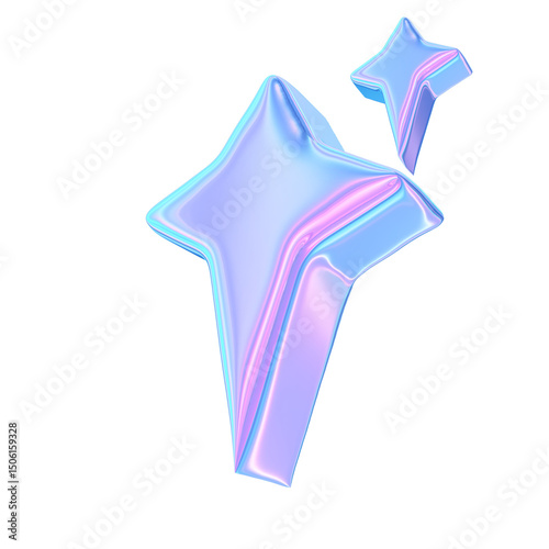 3d render of chrome shape y2k inspired star 01