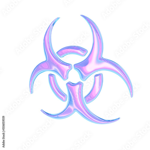 3d render of chrome shape y2k inspired Biohazard