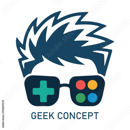 Stylish geek gamer profile logo design for a gaming brand