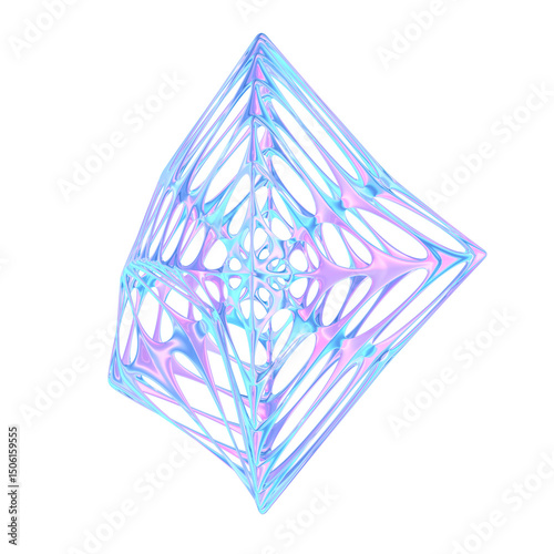 3d render of chrome shape y2k inspired 0004