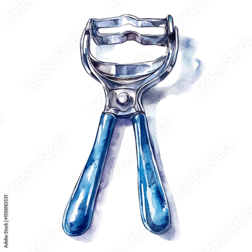 Eyelash Curler, watercolor vector, high quality, isolated on a white background.