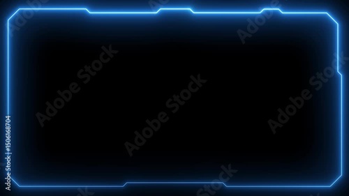Futuristic digital HUD cyber frame technology for video overlay templates.Digital HUD futuristic motion graphic element cyber generated background. security hologram frame border 4k background.