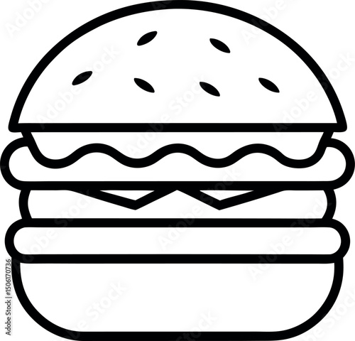 Veggie burger outline vector on transparent background