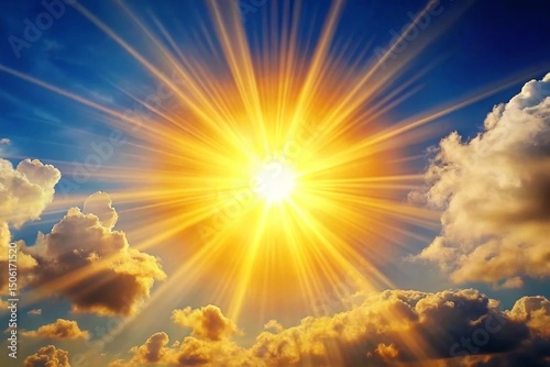 a bright sun shining in the sky representing