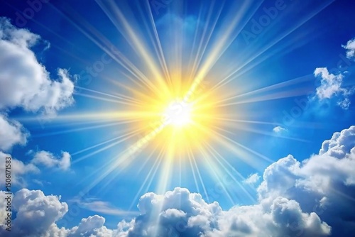 a bright sun shining in the sky representing