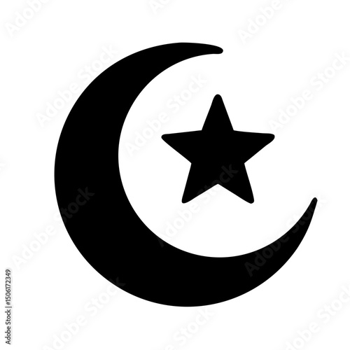 Muslim crescent moon and star icon PNG