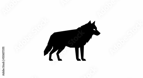 Majestic Wolf Silhouette A Striking Black and White Animal Illustration