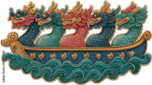 Wallpaper Mural Intricate Dragon Boat Design with Vibrant Colors and Traditional Patterns for Cultural and Fest Torontodigital.ca