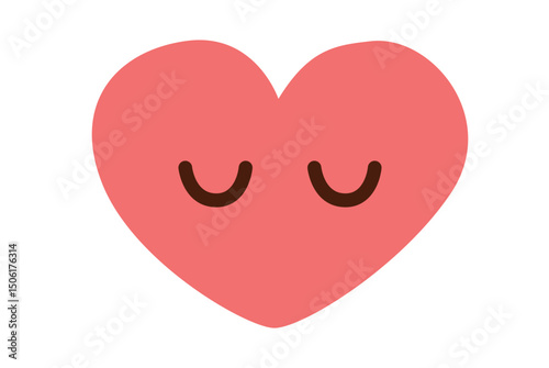 A charming and delightful heart illustration featuring closed eyes, ideal for expressing love and deep affection