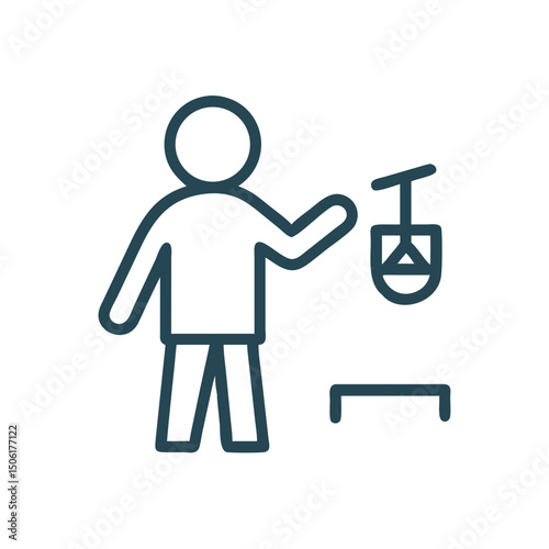 Child checking balance at bank counter on minimalistic white background for children's banking products