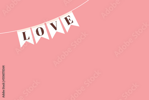 A charming and delightful LOVE banner set against a vibrant coral background, ideal for all romantic events and decor
