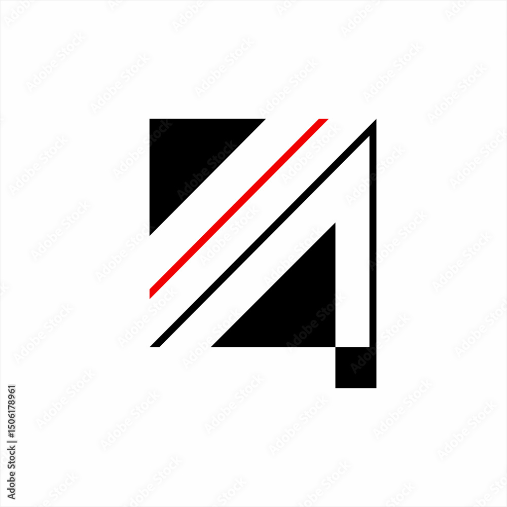 Abstract number four logo design with lines and triangles. Abstract number four logo design with lines and triangles.