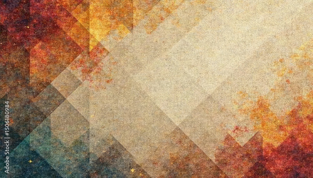 Fototapeta premium Geometric tapestry wallpaper, muted earth tones, subtle texture, lines, sophisticated, interior