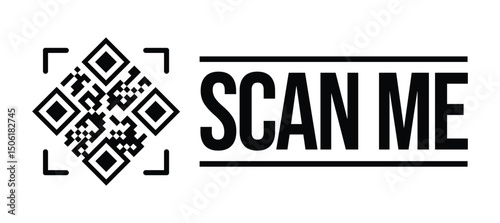 Central QR code framed by square brackets, bold 'SCAN ME' text on a clean, minimalist background. Emphasizes scannability with a functional, no-nonsense design. Ideal for tech, marketing.