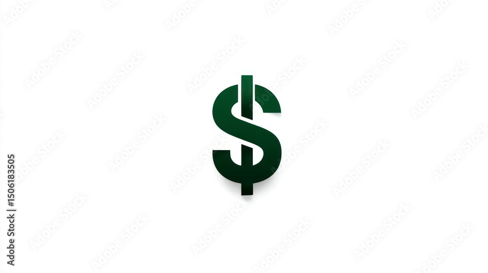 Fototapeta premium Green Dollar Sign Icon on White Background for Finance Business and Economy Concepts