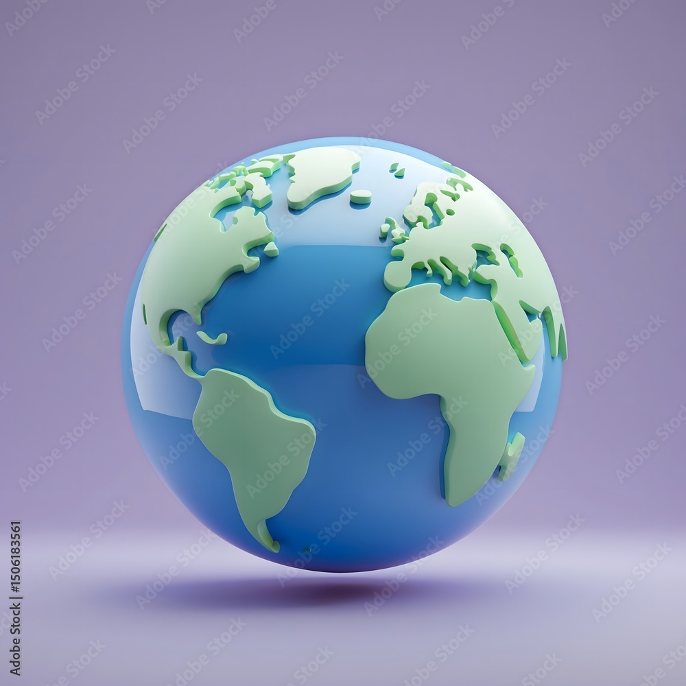 Naklejka premium Happy World Stylized Earth with Pastel Planets and Stars