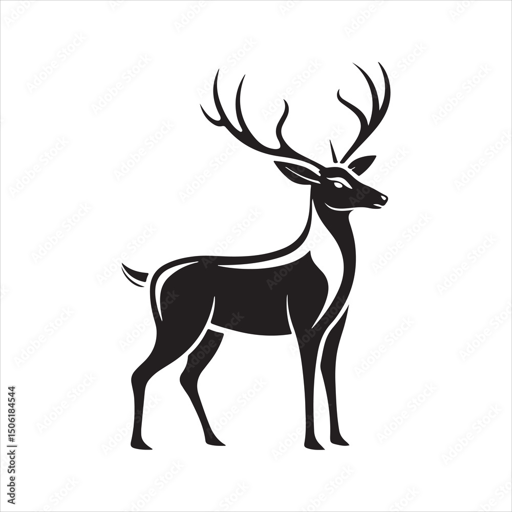 Obraz premium white tailed Deer silhouette vector