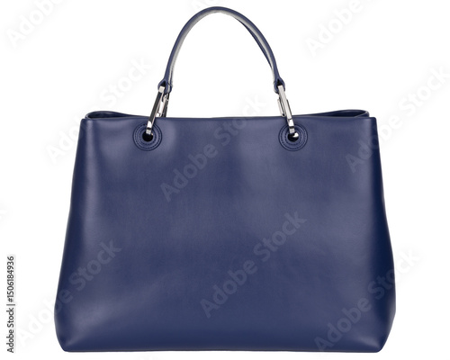 Elegant Dark Blue Womans Leather Tote Bag