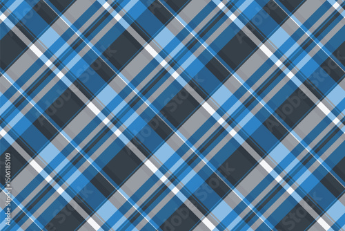 Classic blue plaid pattern. Seamless texture with intersecting lines creates a versatile backdrop for design projects, evoking tradition and sophistication.
