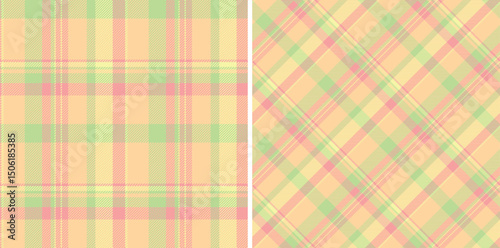 Pastel plaid patterns, perfect for spring or summer designs.  Two variations classic and diagonal checks in soft peach, lime, and rose. Ideal for fabric, stationery, web backgrounds, and more.