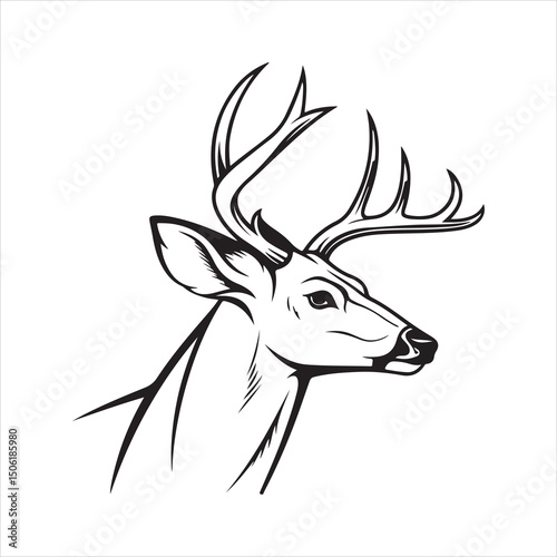 white tailed Deer silhouette vector