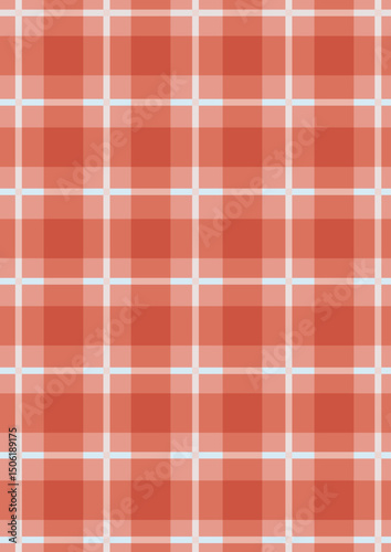 Red and white checkered pattern. Gingham fabric design template. 