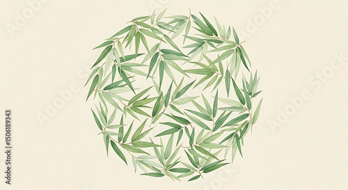 Bamboo Leaves Circle: Serene Botanical Pattern