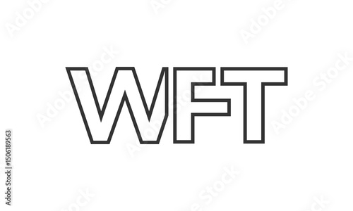 WFT logo design template with strong and modern bold text. Initial based vector logotype featuring simple and minimal typography. Trendy company identity.