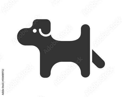 Stylized dog icon in black. Modern, simple and cute. Perfect for apps, websites, and logo design. Symbolizes loyalty, friendship, and companionship.