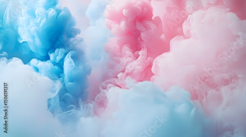 Cotton candy clouds abstract background pink and blue smoke effect fluffy texture dreamy pastel colors