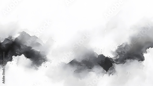 Abstract black and white watercolor painting background for wall art and decoration use case