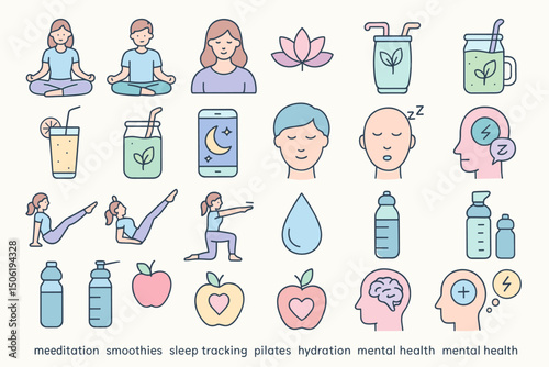 Wellness activities promoting mental health, hydration, and fitness for a balanced lifestyle
