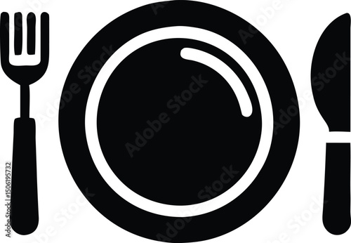 Dinner Plate Fork Knife Icon Graphic