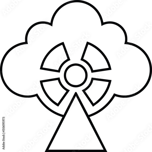 Radioactive Cloud Tree Icon Graphic Design