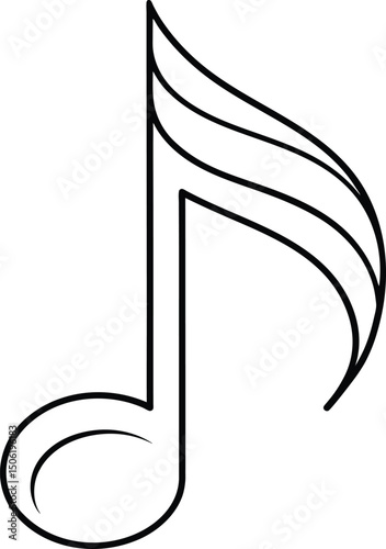 Music Note Icon Black Line Art Design