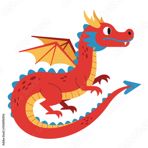 Colorful dragon character with wings and playful expression in fantasy style  