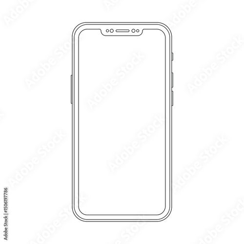 Outline drawing trendy smartphone. Elegant thin line style cellphone design