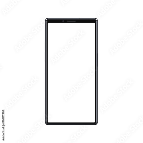 Modern frameless cellphone smartphone with blank white empty screen isolated. Premium design smartphone mockup for any visual project vector illustration