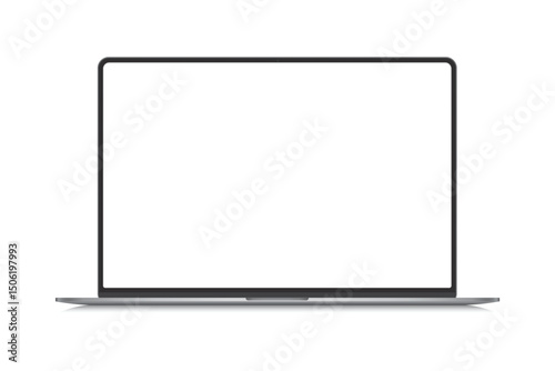 Modern thin frame realistic laptop, notebook or ultrabook mockup for inserting any UI interface advertisment or business presentation isolated vector illustration