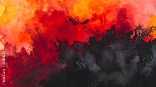 Abstract painting red orange and black color blend contemporary art modern artwork digital art design