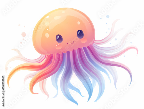 Cute Cartoon Jellyfish Illustration