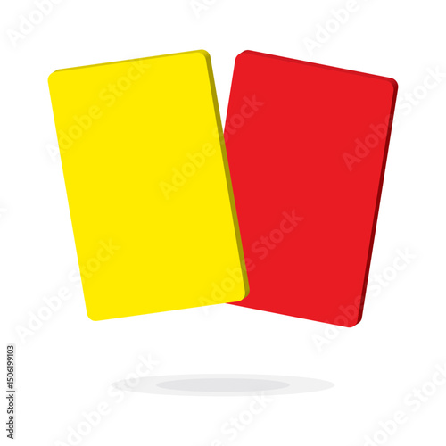 3d Yellow and red cards. Penalty cards, means of warning, reprimanding or penalising. Referee yellow and red cards for sport, football, basketball, soccer competitions.