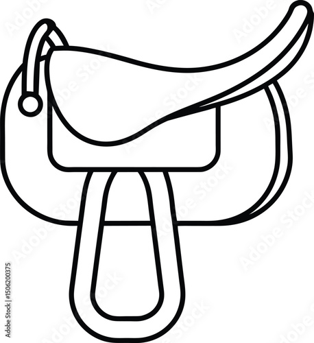 Horse Saddle Icon, Line Art, Western Riding