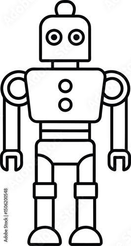 Retro Robot Line Art Illustration