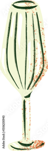 Hand Drawn Champagne Glass with Minimalist Detail