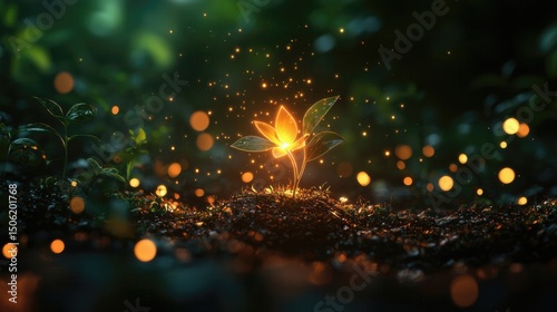 Glowing Plant Sprout Magical Nature Photography