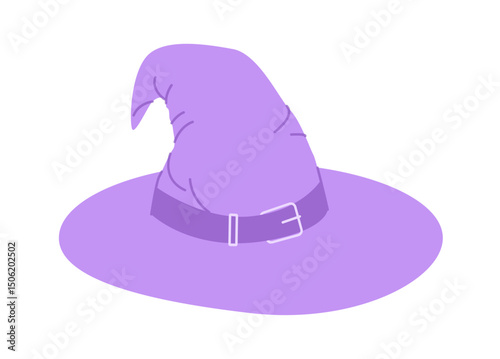 Wizard Hat Magic Head Fashion accessory cap with wide brim clothing technical illustration. Vector headgear for Men, women, unisex style, flat template CAD mockup sketch outline isolated