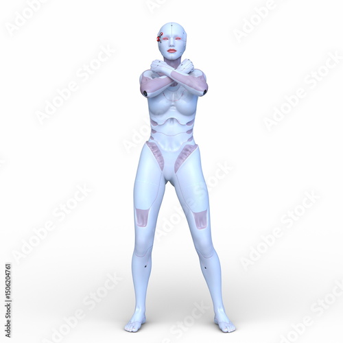 女性サイボーグ　3DCGレンダリング