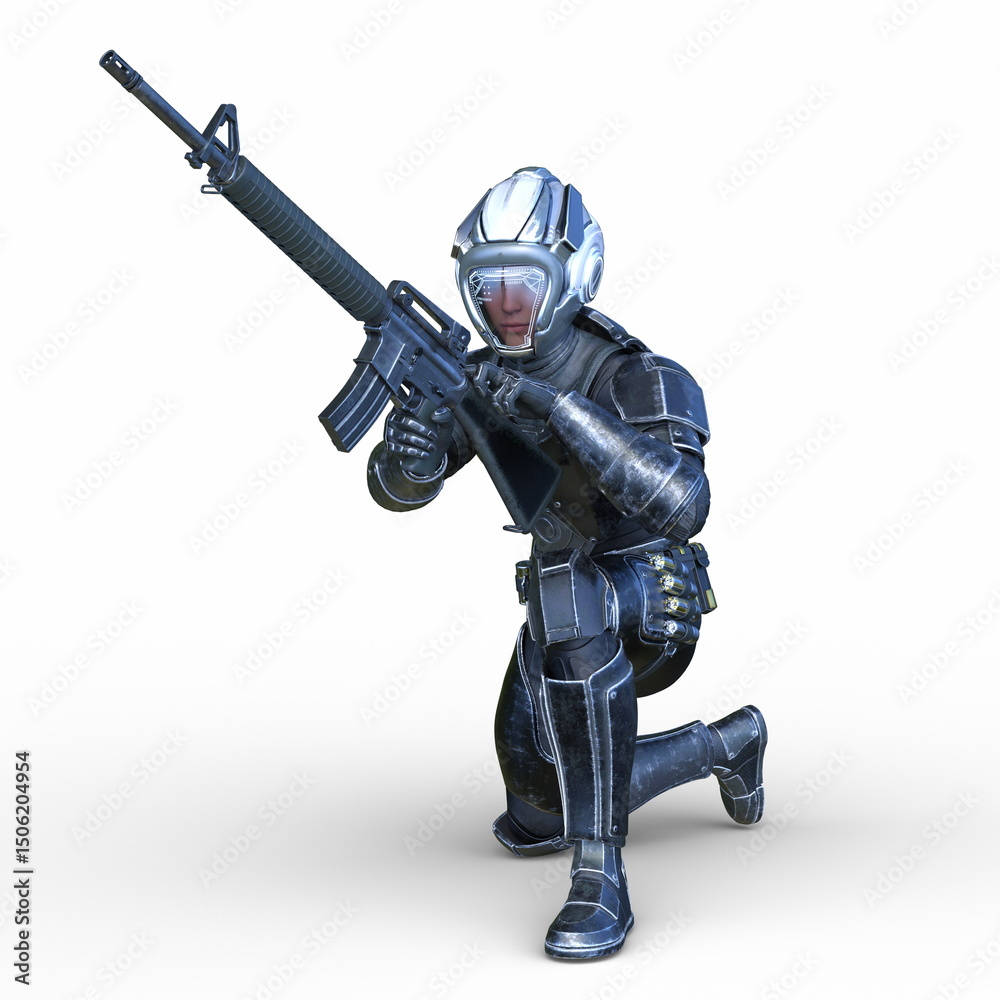 Naklejka premium サイバー戦士 3DCGレンダリング