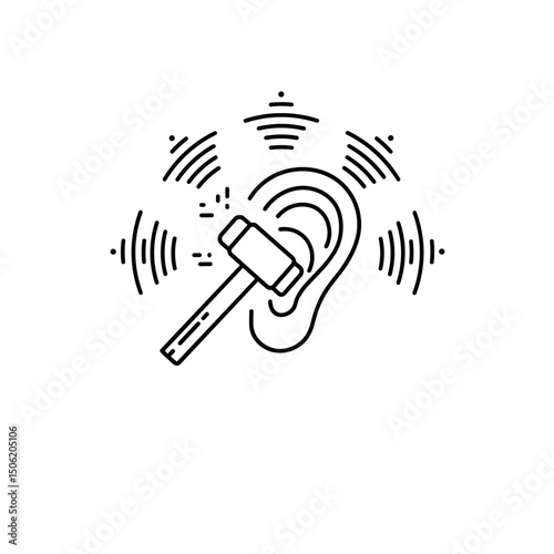 Sound Waves Impacting Ear with Hammer Illustration, Audio Hypersensitivity, Sensory Sensitivity, Autism Concept, For Neurodiversity, Psychology, Education